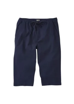 Cotton Traders Dark Blue Stretch Seersucker Crop Trousers