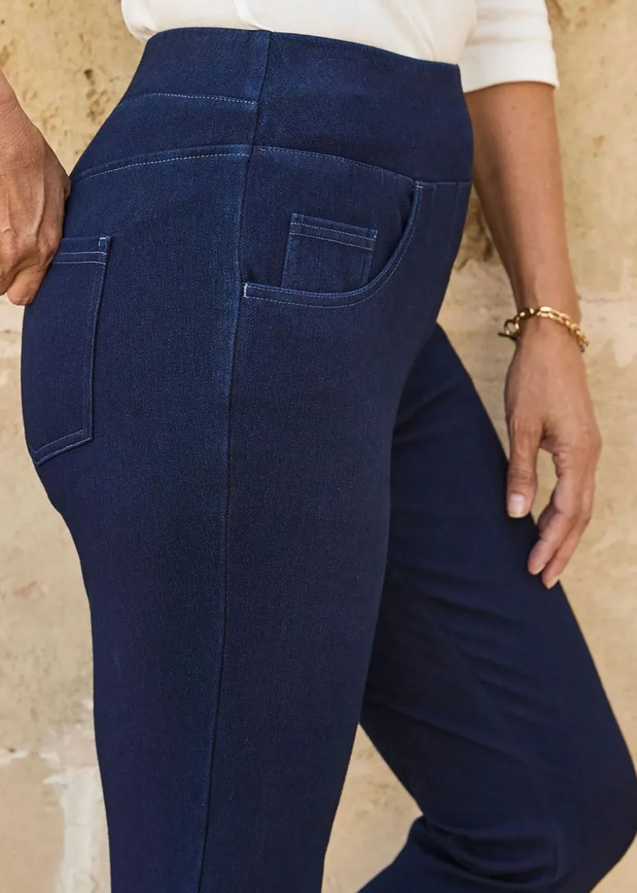 Cotton Traders Dark Blue Stretch Jersey Denim Slim-Fit Pull-On Jeggings