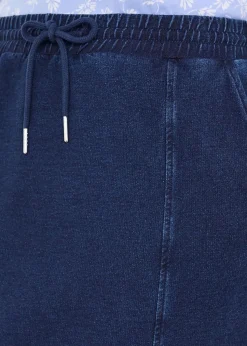 Cotton Traders Dark Blue Jersey Denim Pull-On Knee-Length Skirt