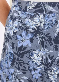 Cotton Traders Dark Blue Burnout Jersey Pull-On Maxi Skirt