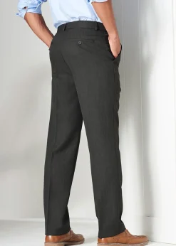 Cotton Traders Dark Green Flat Front Supreme Easy-Care Trousers
