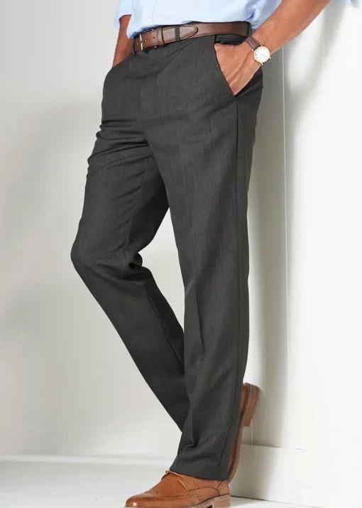 Cotton Traders Dark Green Flat Front Supreme Easy-Care Trousers