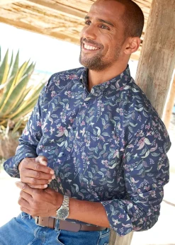 Cotton Traders Dark Sky Long Sleeve Easy-Iron Print Shirt