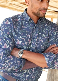 Cotton Traders Dark Sky Long Sleeve Easy-Iron Print Shirt