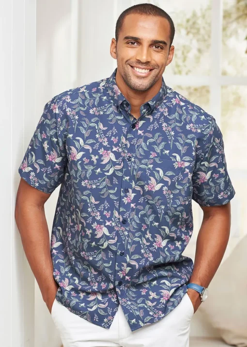 Cotton Traders Dark Sky Short Sleeve Easy-Iron Print Shirt