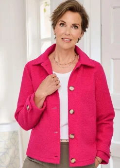 Cotton Traders Deep Coral Short Wool-Look Jacket