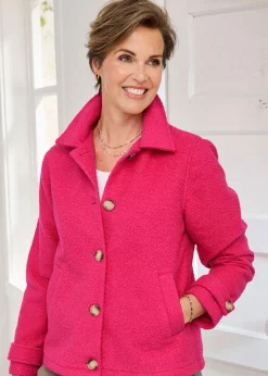 Cotton Traders Deep Coral Short Wool-Look Jacket