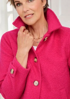 Cotton Traders Deep Coral Short Wool-Look Jacket