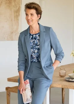 Cotton Traders Dusky Blue Textured Jersey Unlined Blazer