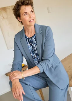 Cotton Traders Dusky Blue Textured Jersey Unlined Blazer