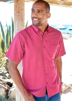 Cotton Traders Dusky Raspberry Short Sleeve Easy-Iron Shirt