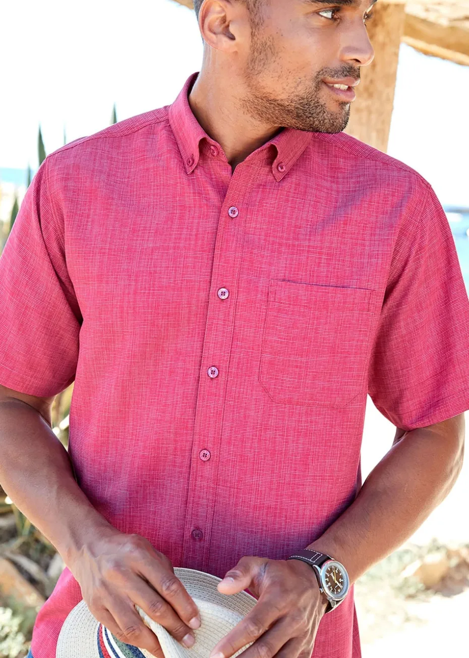 Cotton Traders Dusky Raspberry Short Sleeve Easy-Iron Shirt