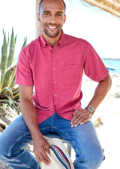 Cotton Traders Dusky Raspberry Short Sleeve Easy-Iron Shirt