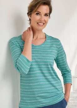 Cotton Traders Dusty Jade Print T-Shirt