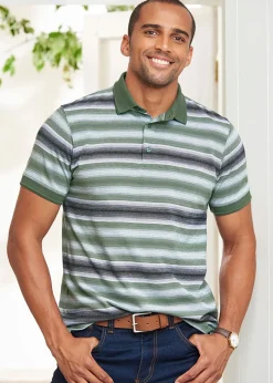 Cotton Traders Everglade Jacquard Stripe Polo Shirt