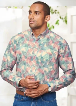 Cotton Traders Fawn Long Sleeve Easy-Iron Print Shirt