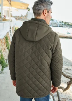 Cotton Traders Forest Green Showerproof Quilted Mock Coat
