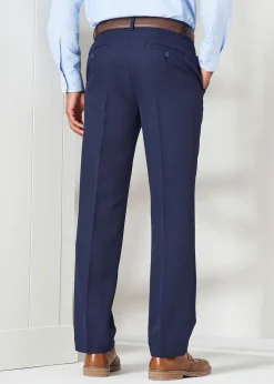 Cotton Traders French Navy Flat Front Supreme Easy-Care Trousers