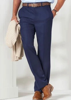 Cotton Traders French Navy Flat Front Supreme Easy-Care Trousers