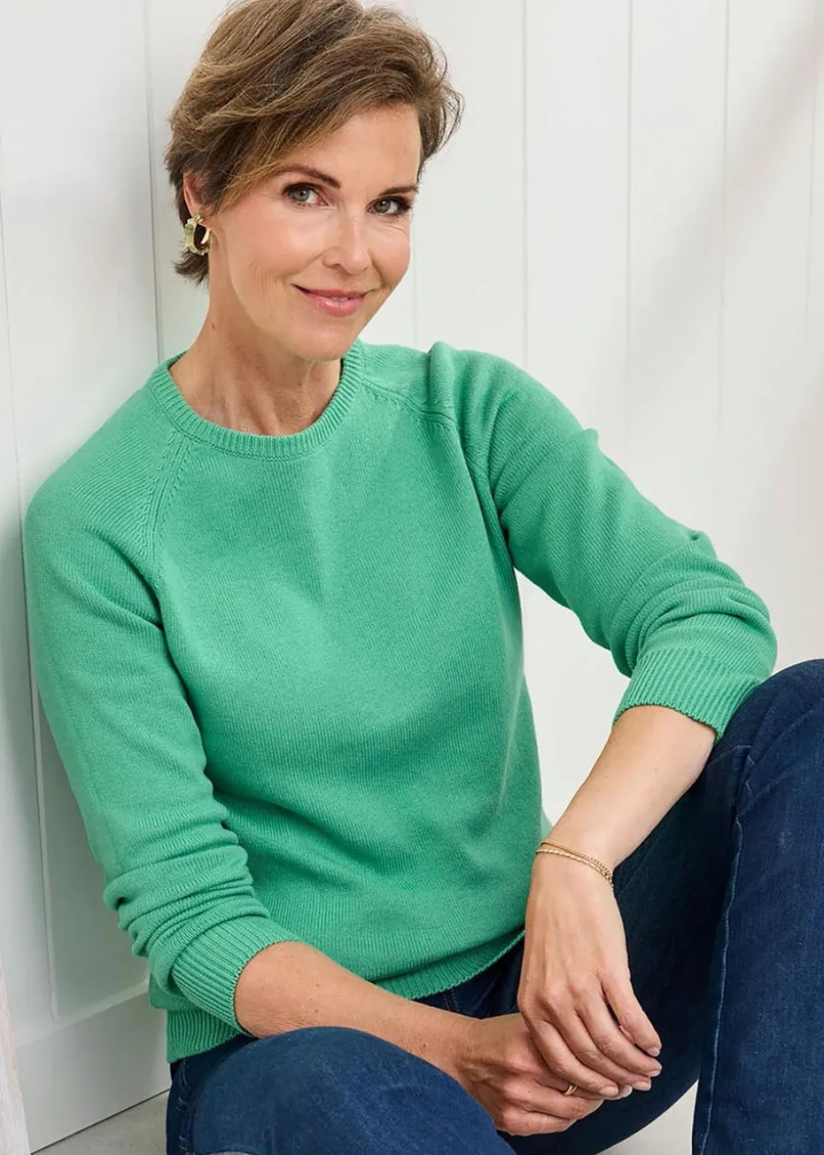 Cotton Traders Green Cotton Crew Neck Jumper