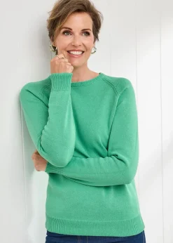 Cotton Traders Green Cotton Crew Neck Jumper