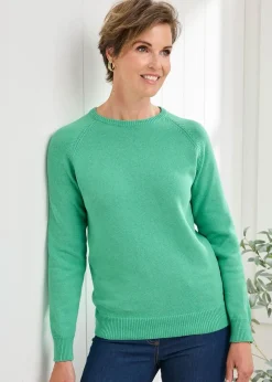Cotton Traders Green Cotton Crew Neck Jumper