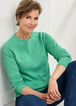 Cotton Traders Green Cotton Crew Neck Jumper