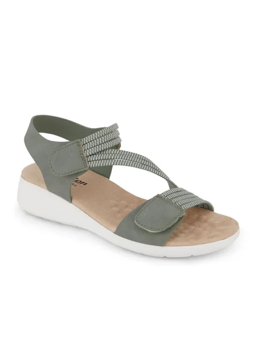 Cotton Traders Green Elasticated Adjustable Sandals