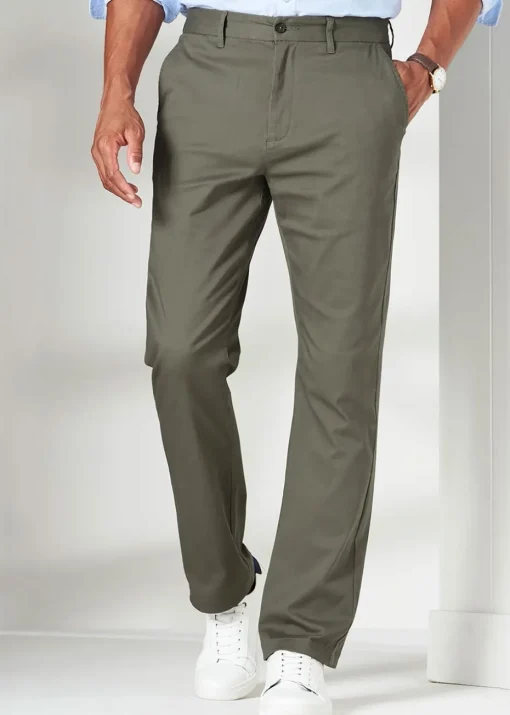 Cotton Traders Green Flat Front Stretch Chino Trousers