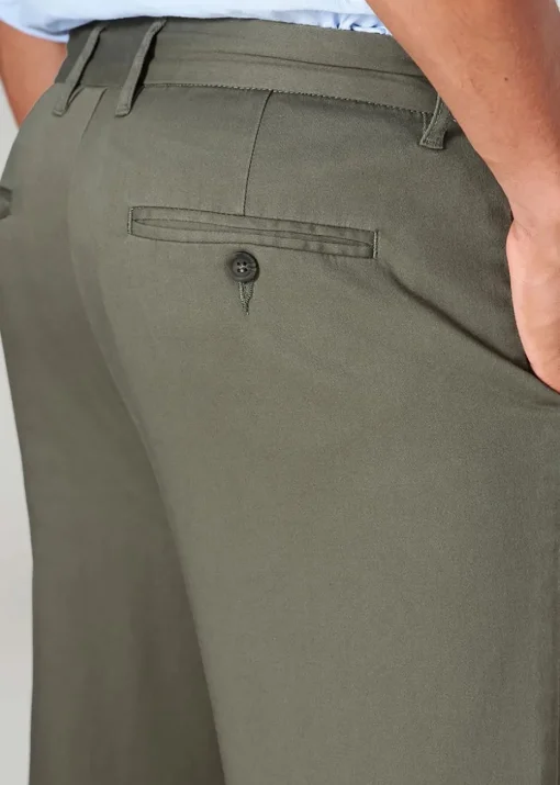 Cotton Traders Green Flat Front Stretch Chino Trousers
