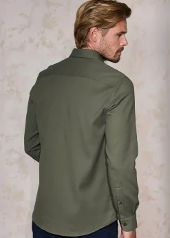 Cotton Traders Green Long Sleeve Premium Waffle Shirt