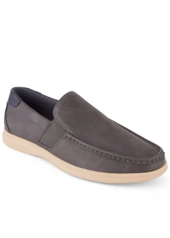 Cotton Traders Grey Slip-On Elasticated Boat Shoes