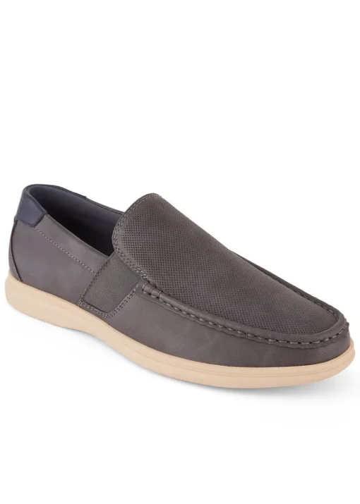 Cotton Traders Grey Slip-On Elasticated Boat Shoes
