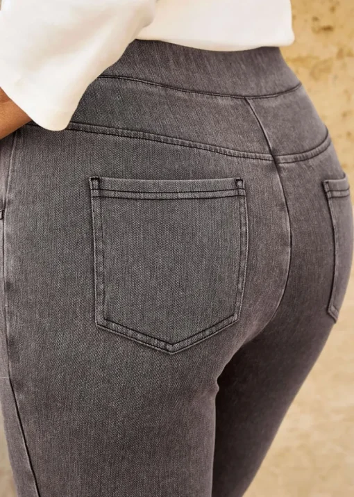 Cotton Traders Grey Stretch Jersey Denim Slim-Fit Pull-On Jeggings