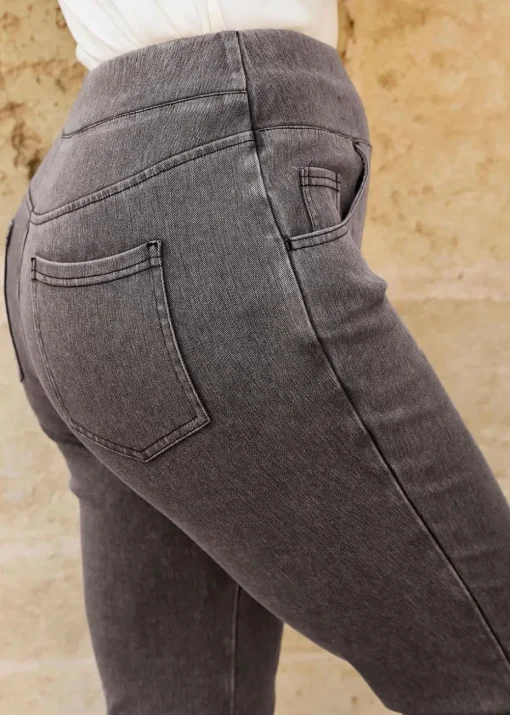 Cotton Traders Grey Stretch Jersey Denim Slim-Fit Pull-On Jeggings
