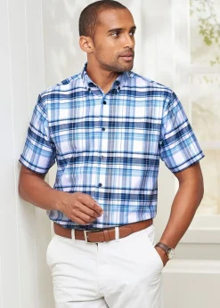 Cotton Traders Iris Short Sleeve Patterned Oxford Shirt