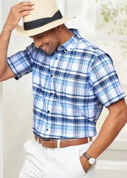Cotton Traders Iris Short Sleeve Patterned Oxford Shirt