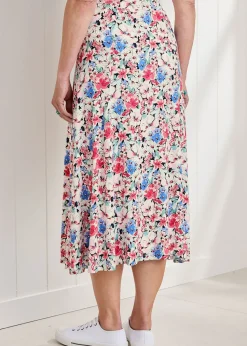 Cotton Traders Ivory Pull-On Jersey Midi Skirt