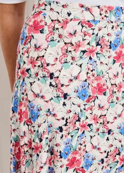 Cotton Traders Ivory Pull-On Jersey Midi Skirt