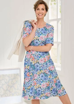 Cotton Traders Ivory Textured Jersey Midi Dress