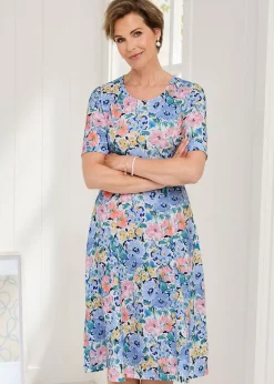 Cotton Traders Ivory Textured Jersey Midi Dress