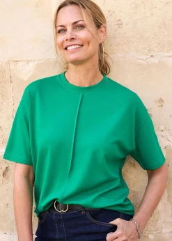 Cotton Traders Jade Green Short Sleeve Seam Detail T-Shirt