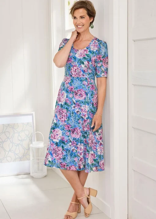 Cotton Traders Lavender Burnout Jersey Midi Dress