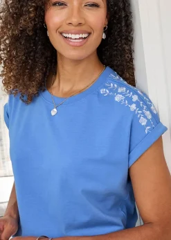 Cotton Traders Lavender Embroidered Jersey Top