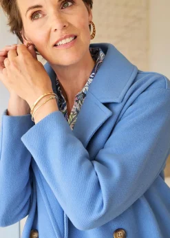 Cotton Traders Lavender Wool-Look Unlined Double-Breasted Coat