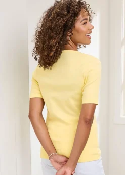 Cotton Traders Lemon Wrinkle Free Short Sleeve Scoop Neck Top
