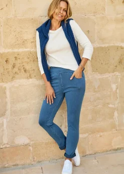 Cotton Traders Light Blue Stretch Jersey Denim Slim-Fit Pull-On Jeggings