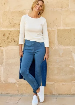 Cotton Traders Light Blue Stretch Jersey Denim Slim-Fit Pull-On Jeggings