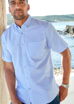 Cotton Traders Light Blue Short Sleeve Oxford Shirt