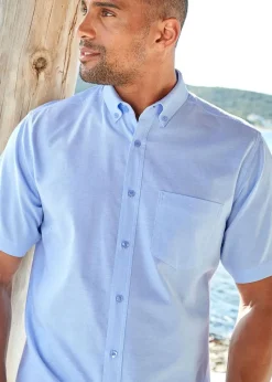 Cotton Traders Light Blue Short Sleeve Oxford Shirt